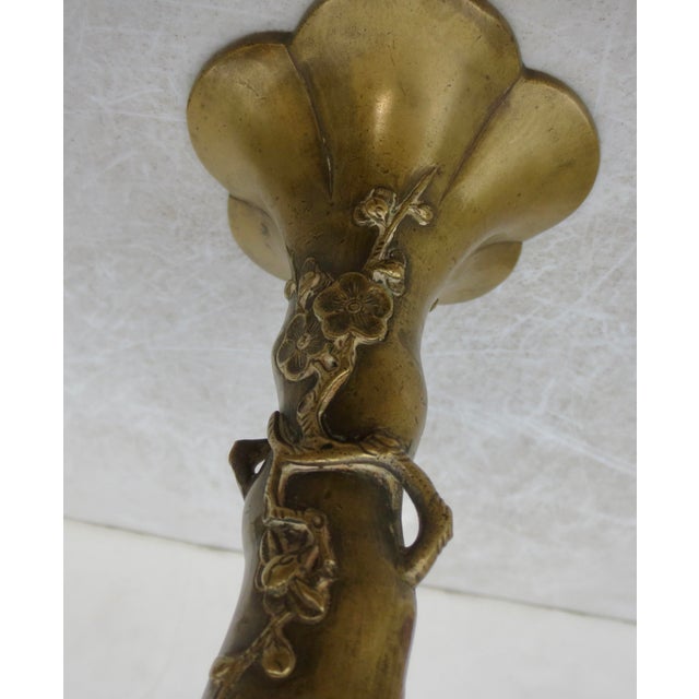 Metal Antique Edo Japanese Bronze Vase Circa Early 1800s For Sale - Image 7 of 10