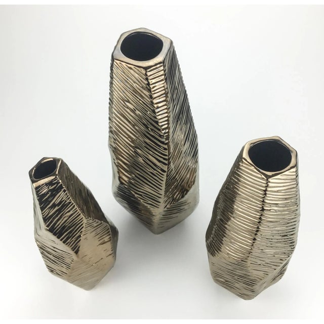 Modern Origami Shaped Ceramic Vases Set of 3 For Sale - Image 4 of 7