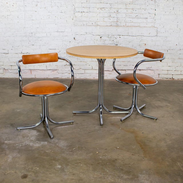 Mid to Late 20th Century Art Deco Streamline Moderne Dining Set With Round Table & 2 Chairs by Sutton Bridge For Sale - Image 10 of 18