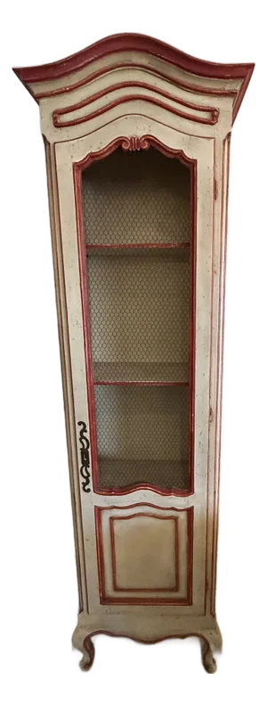 1920s Painted French Country Etagere Cabinet Vitrine