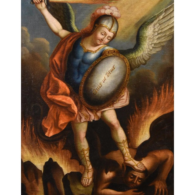 Juan Pedro López, Saint Michael the Archangel, 1760, Oil on Canvas, Framed For Sale - Image 6 of 17