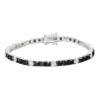 .925 Sterling Silver 10.0 Cttw Black and White Diamond Tennis Bracelet (I-J Color, I2-I3 Clarity) - 7.25" Inches For Sale