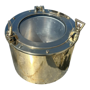 Mid-Century Modern Brass Ship's Porthole Nautical Theme Ice Bucket
