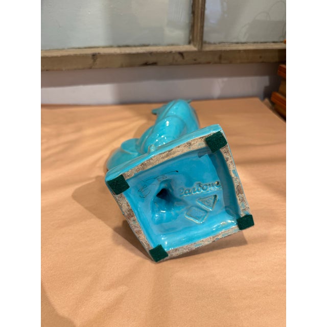 Vintage Turquoise Glazed Ceramic Rooster Figurine For Sale In Boston - Image 6 of 6