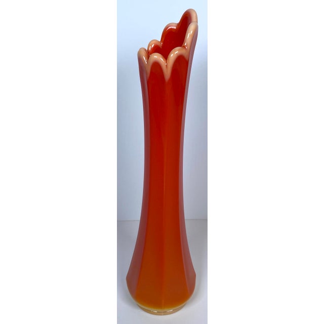 Orange Pair of Bright Orange l.e. Smith Bittersweet Vases For Sale - Image 8 of 14