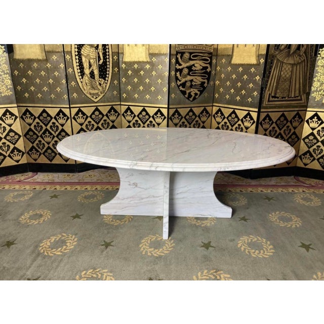 Italian Oval Carrara Marble Coffee Table, 1970s For Sale - Image 10 of 10