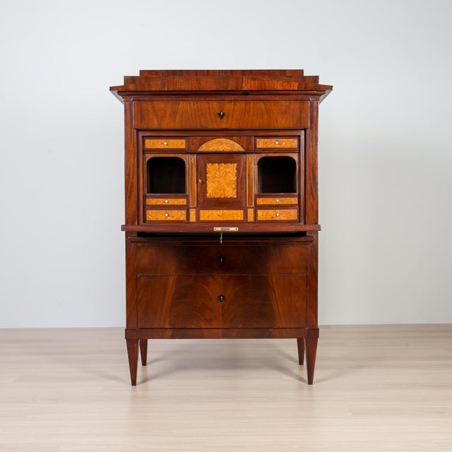19th Century French-Polished Mahogany Secretary Desk For Sale - Image 6 of 14
