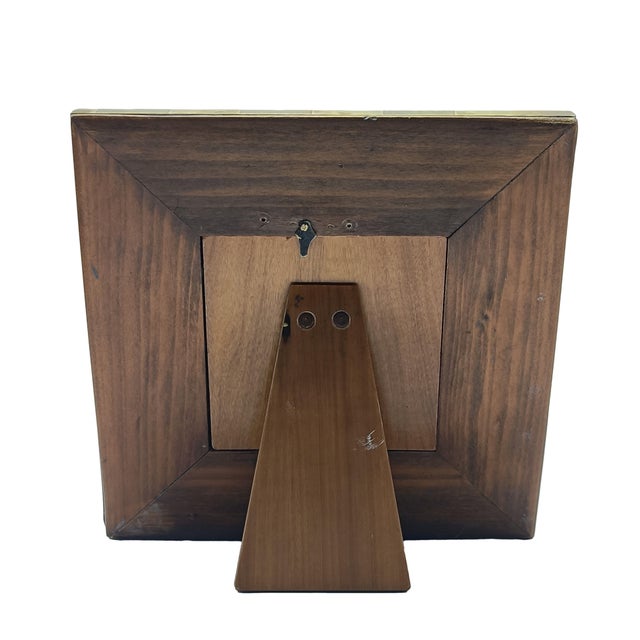 Square Brass Photo Frame with Geometric Engravings, Italy, 1970s For Sale - Image 4 of 5