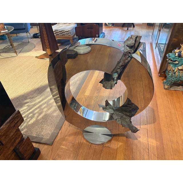 1980s Post-Modern Stainless Steel and Bronze Sculpture by Gary Slater For Sale - Image 11 of 11