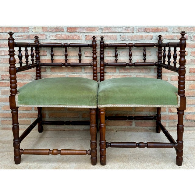 Spanish Mid-Century French Corner Chairs, 1940s, Set of 2 For Sale - Image 3 of 18