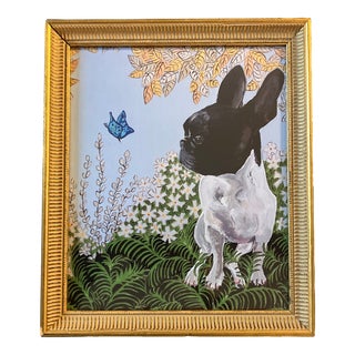 Contemporary Original Judy Henn Frenchie Dog Print Framed For Sale