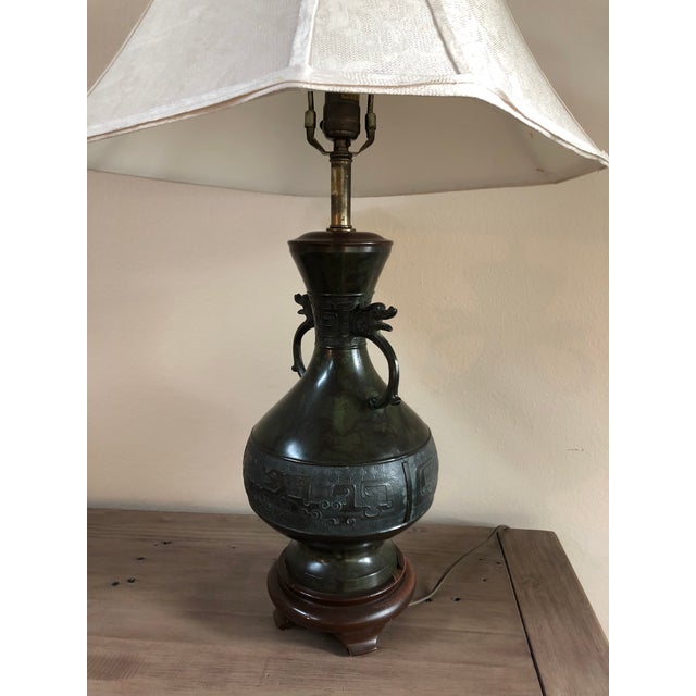 Vintage Mid-Century Chinese Bronze Marbro Lamps - a Pair For Sale - Image 12 of 13
