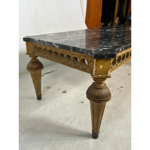 Vintage Hollywood Regency Marble Top Gold Coffee Table Chairish
