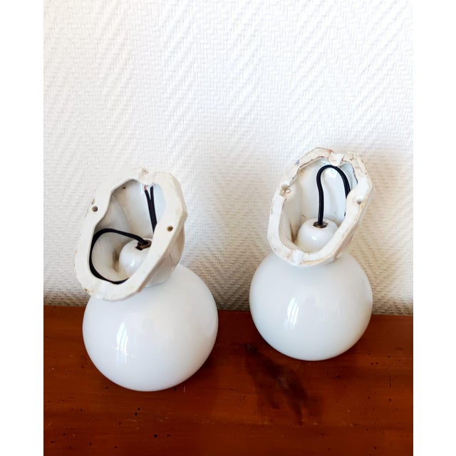 Art Deco Wall Sconces in Porcelain and Opaline, 1950s, Set of 2 For Sale - Image 9 of 11