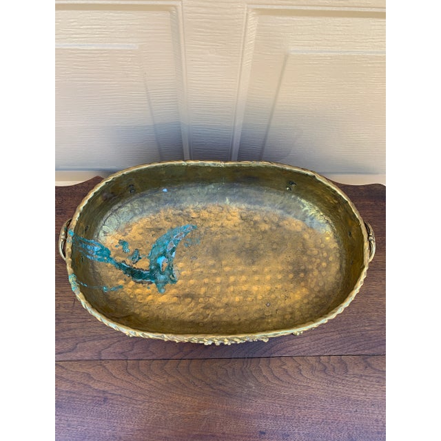 English Country Brass Oval Cachepot With Paw Feet For Sale - Image 11 of 11