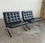 Early pair of iconic Mies Van Der Rohe Barcelona Chairs for Knoll with matching ottomans that were produced in the 1960s...