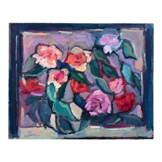 1980s “Still Life With Garden Roses” by Hannah Dalbey - For Sale
