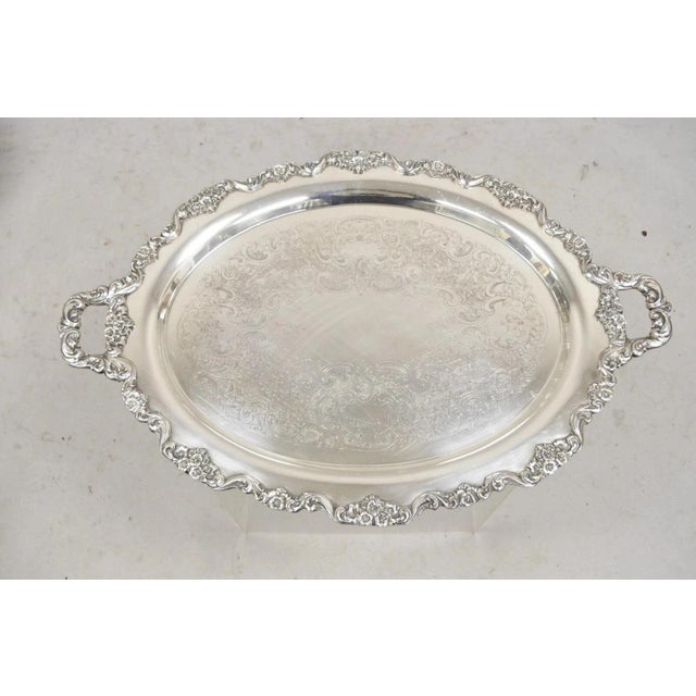 Vintage Poole 400 Lancaster Rose Silver Plated Serving Platter Bar Tray (B) For Sale - Image 11 of 11