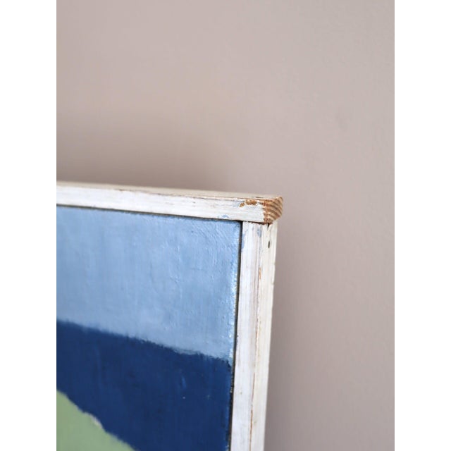 Mid-Century Modern 'Along the Blue Coast' Swedish Abstract Landscape Oil Painting, Framed For Sale - Image 6 of 13