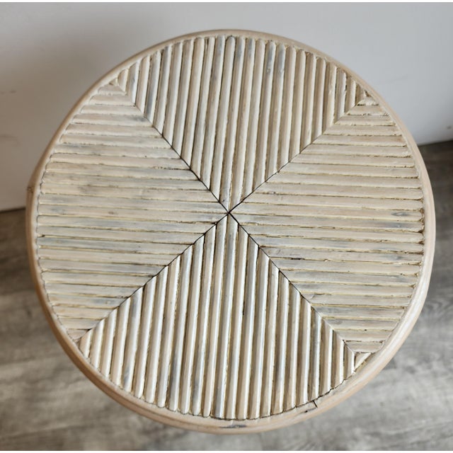 Vintage Split Reed Rattan Pedestal Column - Gabriella Crespi Style Plant Stand For Sale In New York - Image 6 of 13