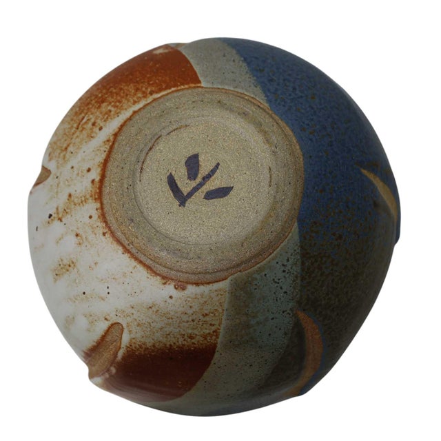 Beautiful studio art pottery bowl, signed. Great detail and texture. Beautiful colors, browns, rust, blue. Subtle...