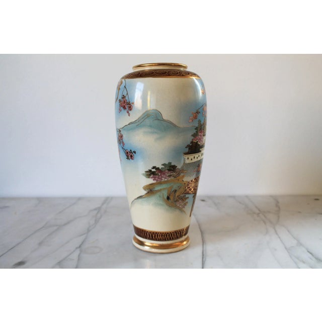Vintage Signed Japanese Satsuma Vase For Sale - Image 4 of 10