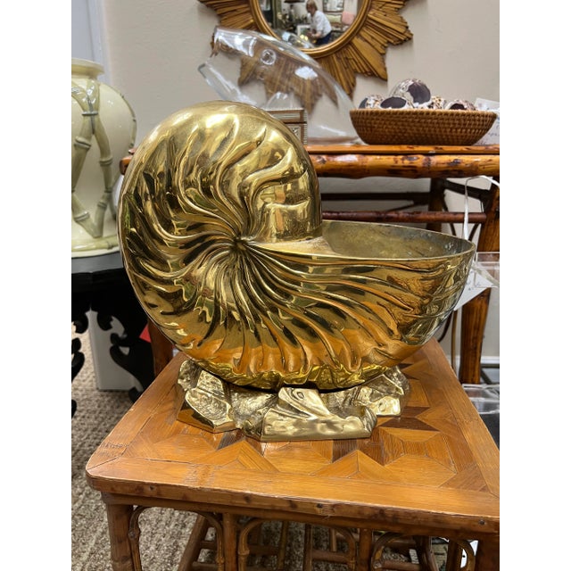Hollywood Regency 1980s Solid Brass Nautilus Shell For Sale - Image 3 of 9
