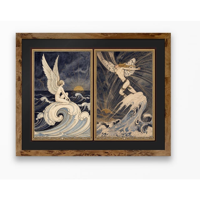 Atelier Aria Lumae Art Nouveau Symbolist Ethereal Figures Original Hybrid Fine Art Gallery Board Diptych Set For Sale - Image 13 of 14