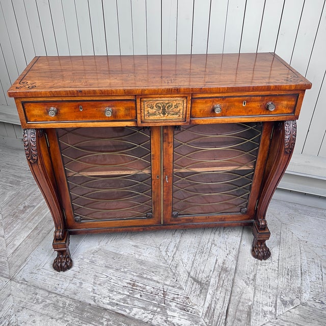 Regency Mahogany and Brass Inlaid Chiffonier Bookcase, 1820s For Sale - Image 11 of 11
