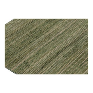 Rug & Kilim’s Modern Textural Rug, Solid Tone-on-Tone Striae in Light Green Hues For Sale