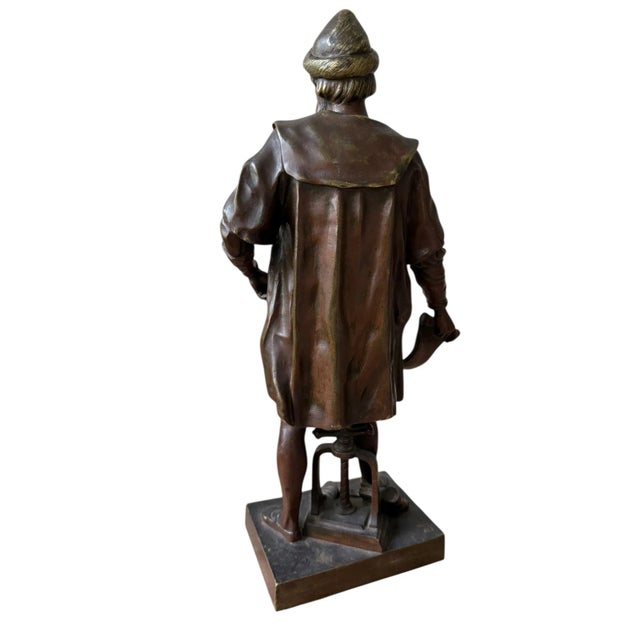 Antique Bronze Sculpture Guttenberg by Emile Louis Picault For Sale In Tampa - Image 6 of 11