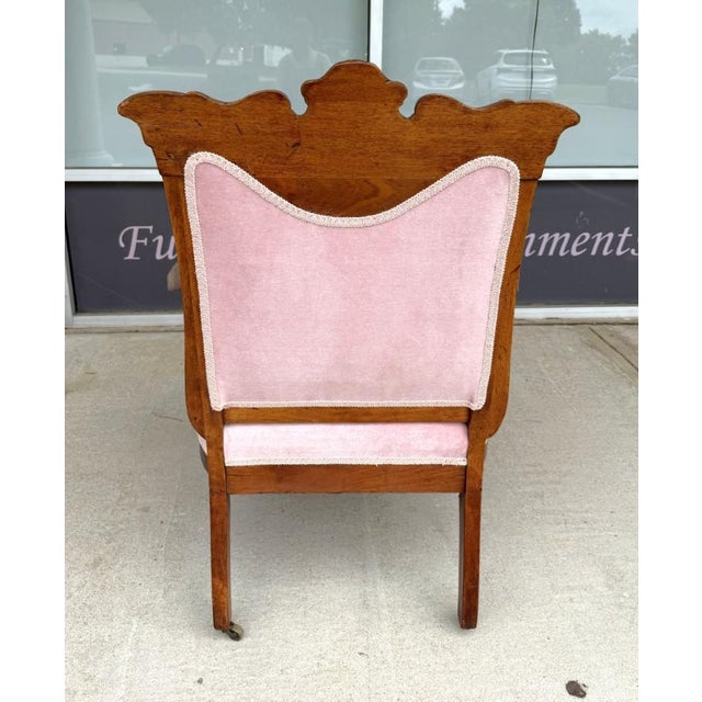 Early 20th Century Early 20th Century Victorian Pink Upholstered Chairs With Upholstered Back For Sale - Image 5 of 12
