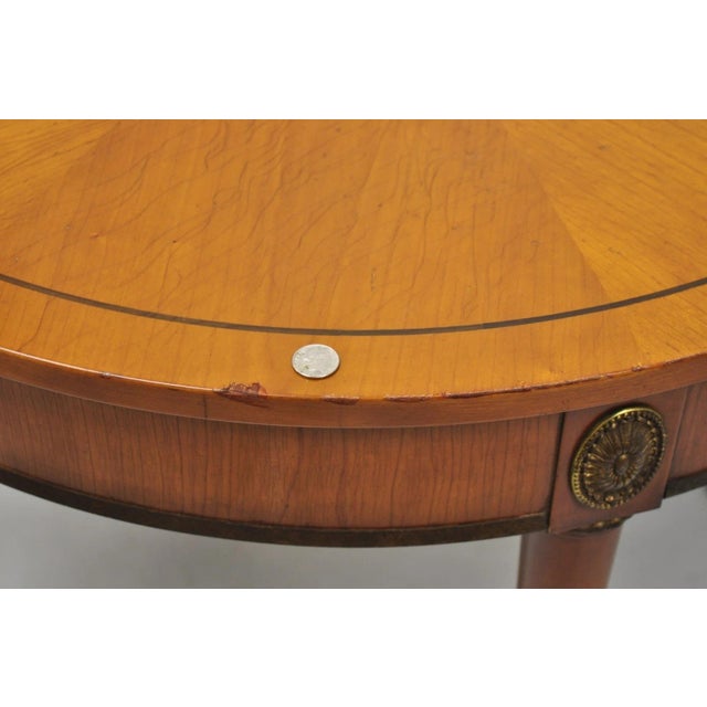Late 20th Century John Scalia French Empire Style Round Cherry Wood Bouillotte Lamp Side Table For Sale - Image 9 of 15