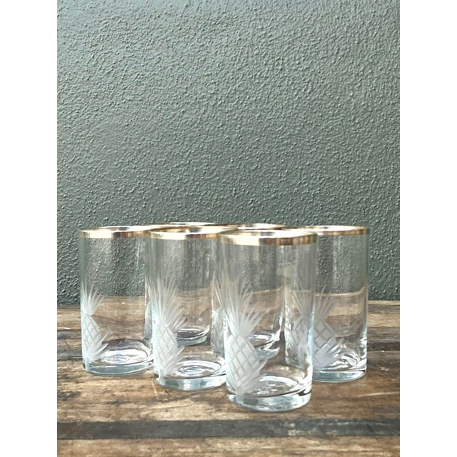 Vintage Etched Pineapple Glasses - Set of 6 For Sale In West Palm - Image 6 of 12