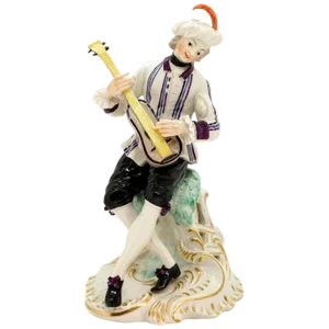 Guitar Player Figurine from Frankenthal, Nymphenburg, Germany, 1923