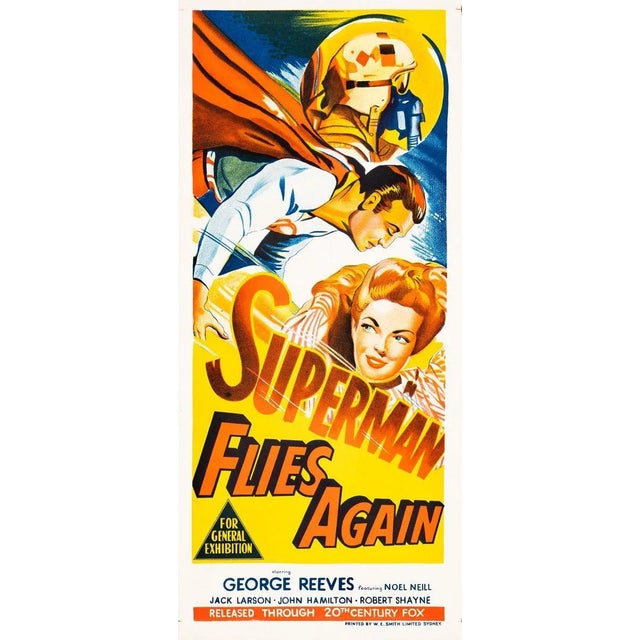 Superman Flies Again Original Vintage Movie Poster, Australian, 1954 For Sale - Image 4 of 4