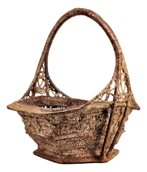 1800's Woven Rattan Burmese Basket