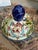 Chinoiserie Vintage Chinoiserie 15" Majolica Temple Jar With 4 Blue Lion Handles For Sale - Image 3 of 11
