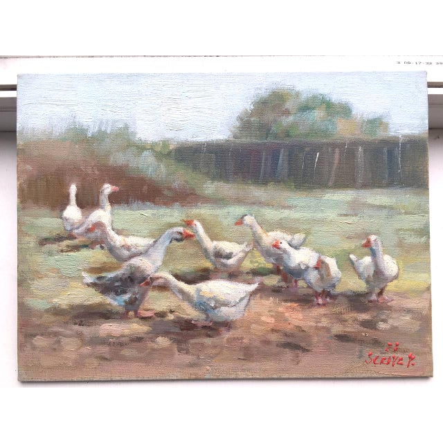 Framed Goose Original Painting Summer Landscape For Sale - Image 13 of 15