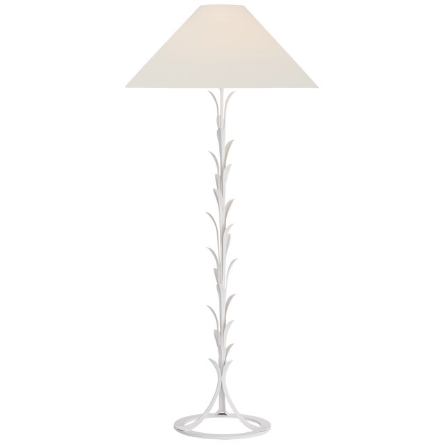 Traditional Chapman & Myers by Visual Comfort Signature Provenz 62" Floor Lamp in Plaster White with Linen Shade For Sale - Image 3 of 3