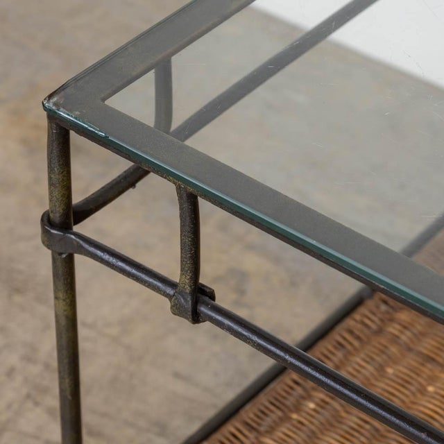 1950s French Wicker and Glass Coffee Table For Sale - Image 12 of 18