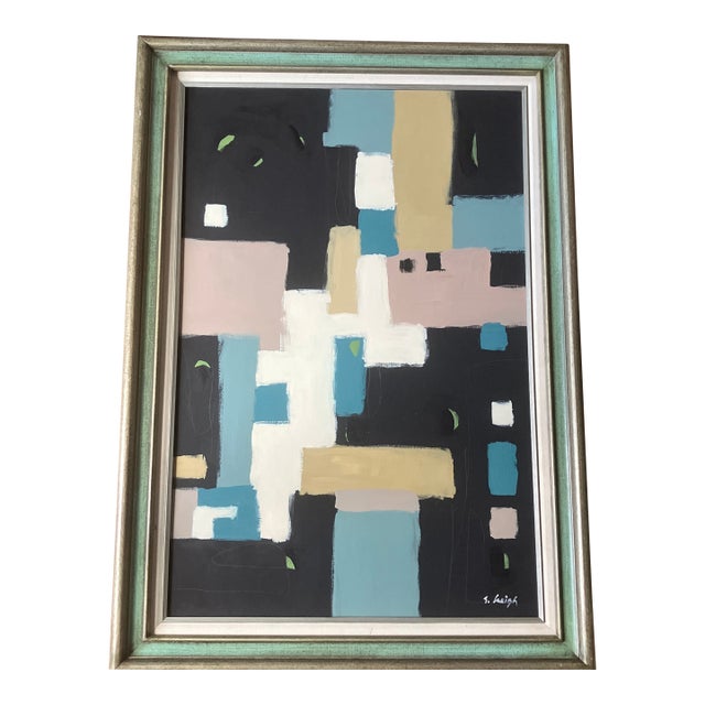 Contemporary Original Stephen Heigh Abstract Painting “Symphony Number 4 “ Vintage Frame For Sale