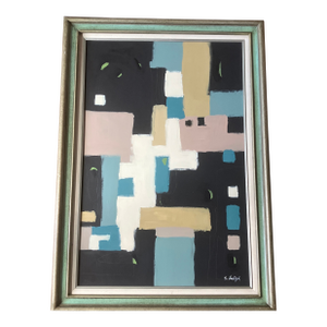 Contemporary Original Stephen Heigh Abstract Painting “Symphony Number 4 “ Vintage Frame