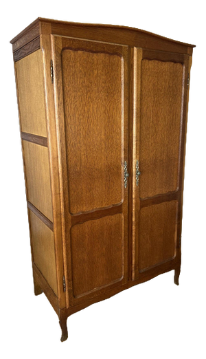 Vintage French Louis XVI Style Carved Oak 2-Door Armoire