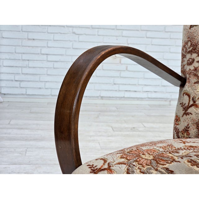 Art Deco Danish Armchair in Furniture Velour and Beech Wood, 1950s For Sale - Image 17 of 18