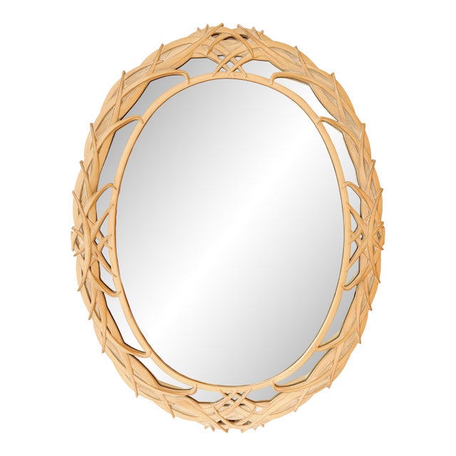 Vintage Serge Roche Style Regency Palm Leaf Mirror by Carolina Mirror Co For Sale