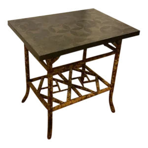 Early 20th Century English Burnt Bamboo Side Table