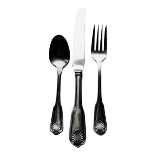 80's Royal Limited Silver Plated Shell Pattern Flatware S/3 For Sale