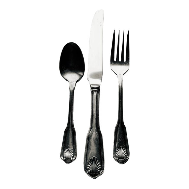 80's Royal Limited Silver Plated Shell Pattern Flatware S/3 For Sale