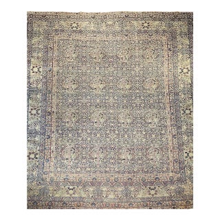 19th Century Oversized Persian Kerman Lavar Rug, Hand-Knotted Wool, Allover Tree of Life Pattern, Royal-Blue & Ivory, 14’ X 18’ For Sale